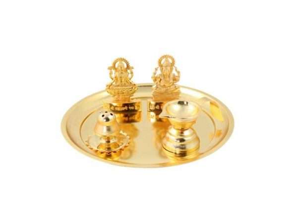 Goldgiftideas Gold Plated Lakshmi Ganesh Pooja Thali Set For Home