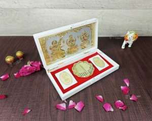 Goldgiftideas K Gold Plated Lakshmi Ganesha Sawaswati Photo Frame