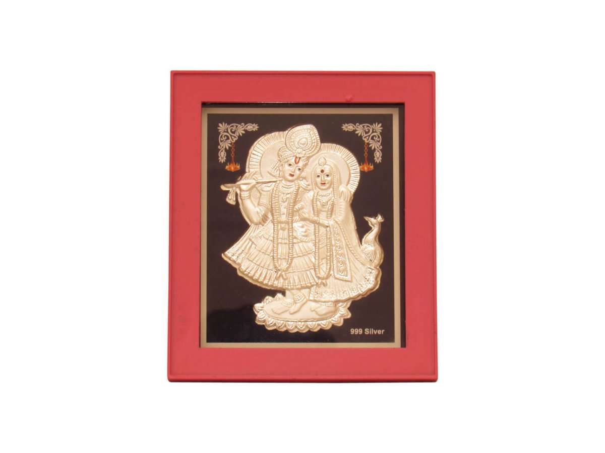 Silver Radha Krishna photo frame, radha Krishna silver frame silver radha krishna idol silver gift items return gifts for housewarming silver pooja items silver gift articles