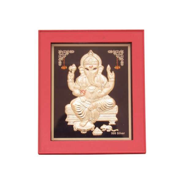 999 silver Ganesh frame, silver Ganesh photo frame, pure silver god photo frames, ganesha photo frame, silver ganesha frame