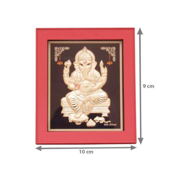 999 silver Ganesh frame, silver Ganesh photo frame, pure silver god photo frames, ganesha photo frame, silver ganesha frame