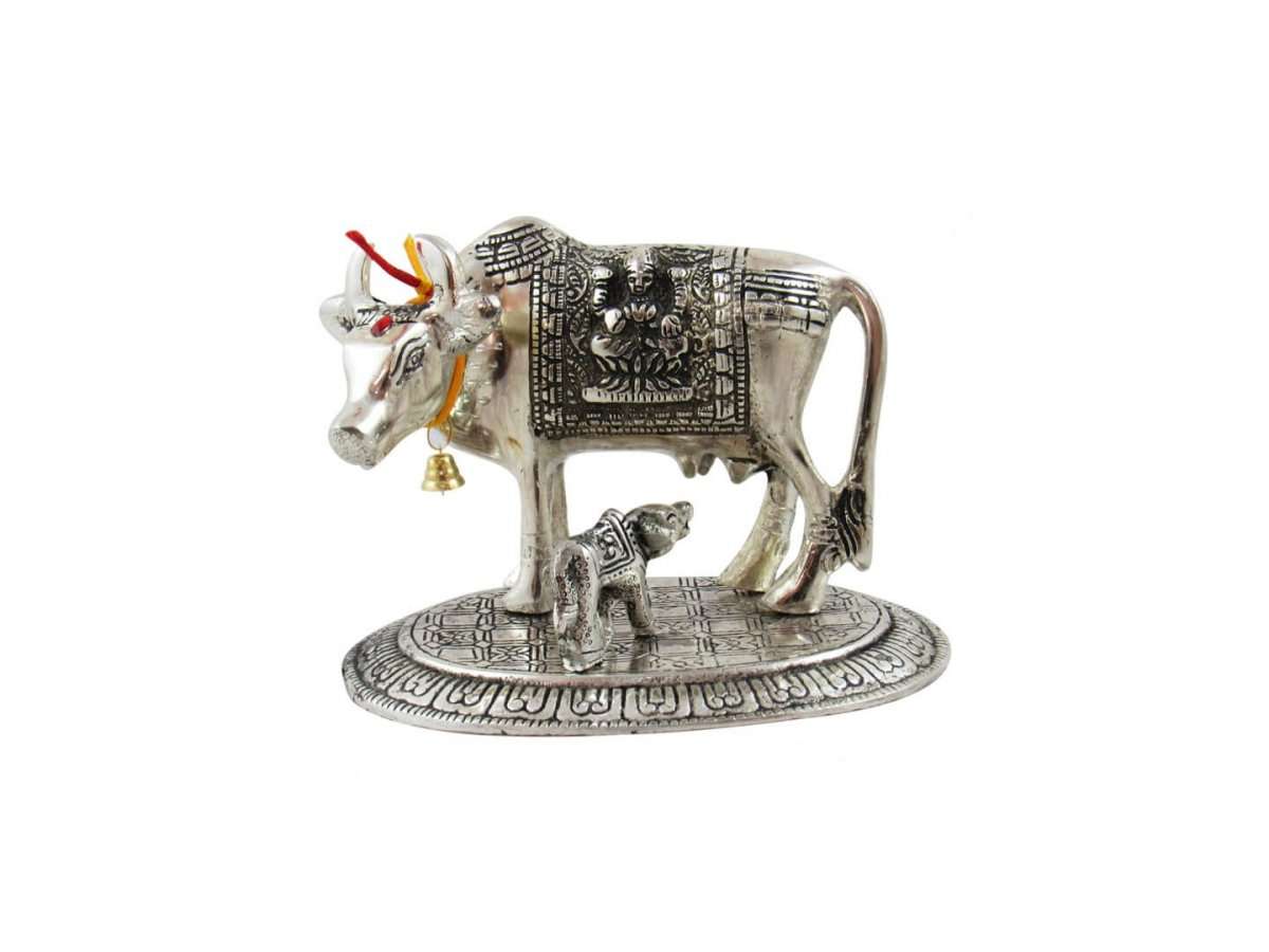 White metal cow and calf cow and calf statue cow and calf idol vastu cow and calf statue in pooja room white metal cow and calf statue white metal small cow