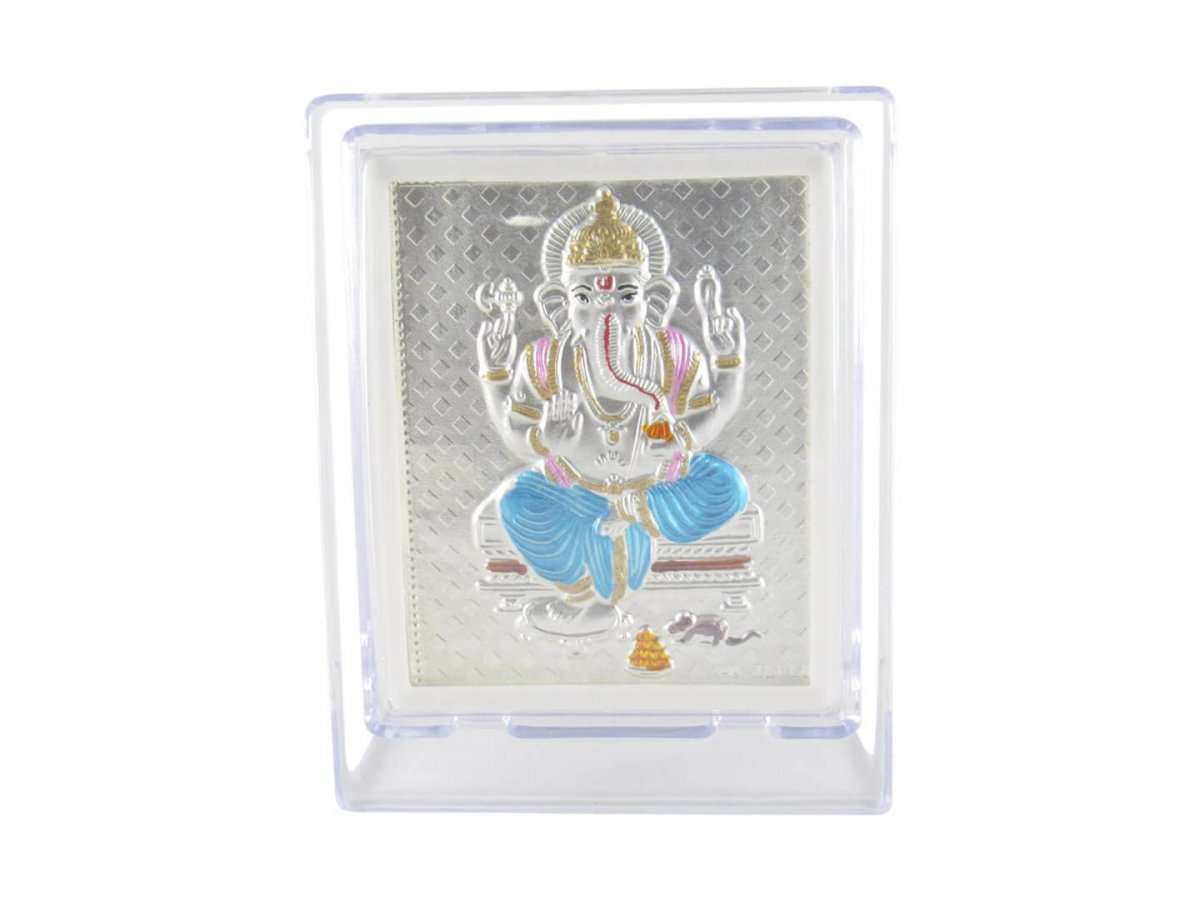 999 silver Ganesh frame, silver Ganesh photo frame, pure silver god photo frames, ganesha photo frame, silver ganesha frame