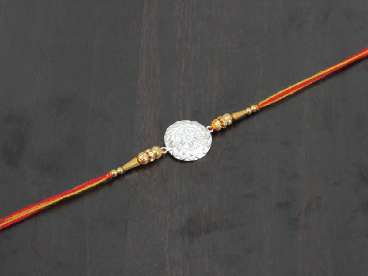 Pure silver rakhi bracelet for brother, silver rakhi for brother, silver rakhi for baby, silver rakhi for baby boy, silver rakhi for raksha bandhan, silver rakhi for child, silver rakhi for shrimant, fancy silver rakhi, silver rakhi for baby shower, silver rakhi for bahiya, Silver Rakhi with Thread