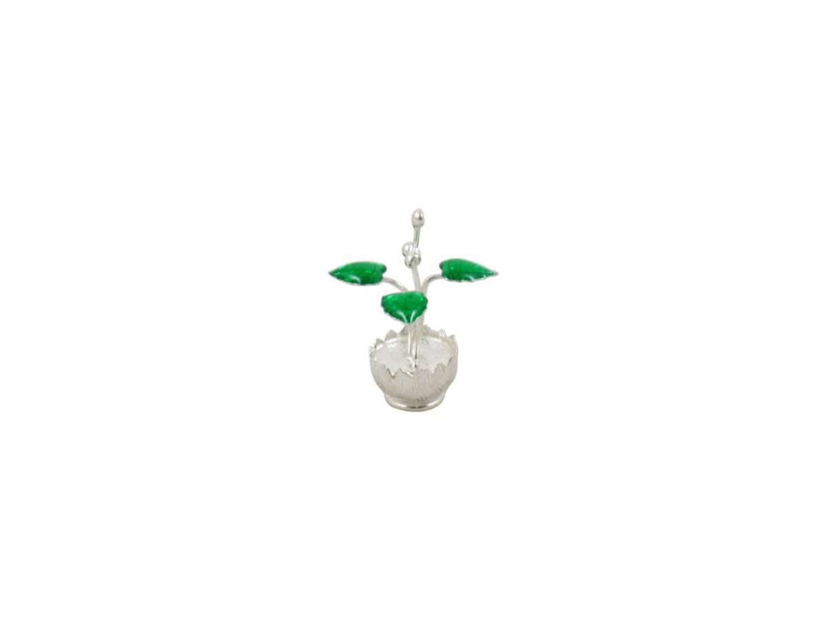 Pure silver Tulsi plant, silver tulsi kyaro, silver tulsi plant, pure silver tulsi plant return gifts, silver tulsi leaf, pure silver pooja items, pure silver gift items, pure silver gift items for marriage, pure silver gift items for housewarming, pure silver gift articles