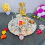 Pooja Thali set, pooja thali silver, pooja thali decoration, Pooja Thali for home, pooja thali set silver, pooja thali for wedding, pooja thali for mandir, pooja thali for Diwali, pooja thali for karva chauth, pooja thali gift set, pooja thali set gold plated pooja thali set for wedding silver thali set for pooja, return gifts for housewarming