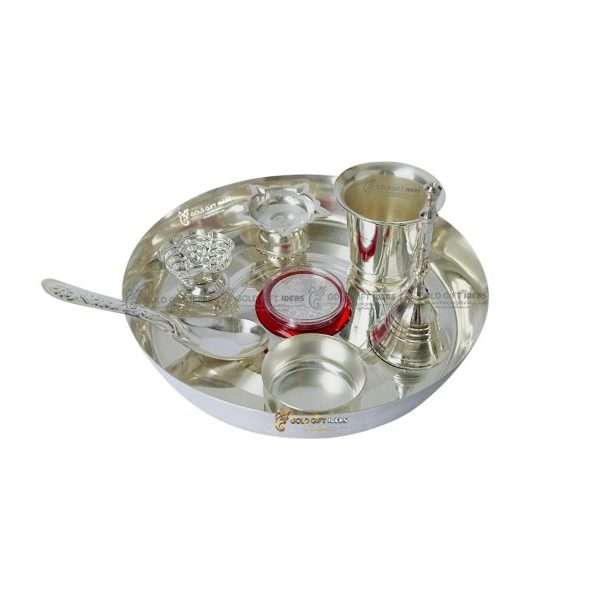 Pooja Thali set, pooja thali silver, pooja thali decoration, Pooja Thali for home, pooja thali set silver, pooja thali for wedding, pooja thali for mandir, pooja thali for Diwali, pooja thali for karva chauth, pooja thali gift set, pooja thali set gold plated pooja thali set for wedding silver thali set for pooja, return gifts for housewarming