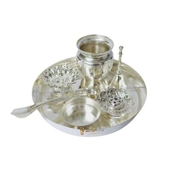 Pooja Thali set, pooja thali silver, pooja thali decoration, Pooja Thali for home, pooja thali set silver, pooja thali for wedding, pooja thali for mandir, pooja thali for Diwali, pooja thali for karva chauth, pooja thali gift set, pooja thali set gold plated pooja thali set for wedding silver thali set for pooja, return gifts for housewarming