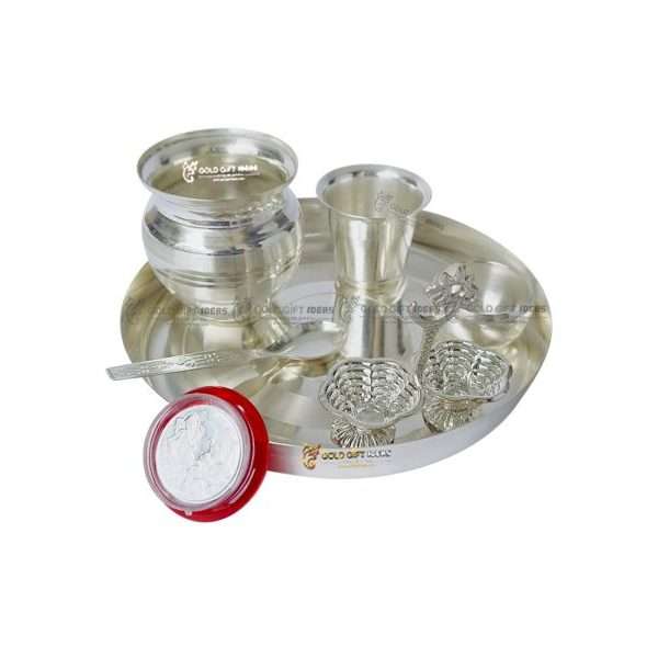 Pooja Thali set, pooja thali silver, pooja thali decoration, Pooja Thali for home, pooja thali set silver, pooja thali for wedding, pooja thali for mandir, pooja thali for Diwali, pooja thali for karva chauth, pooja thali gift set, pooja thali set gold plated pooja thali set for wedding silver thali set for pooja, return gifts for housewarming