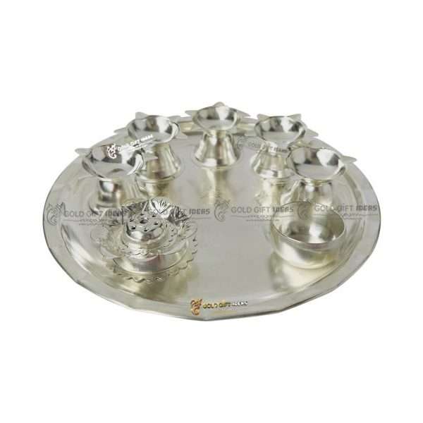 Pooja Thali set, pooja thali silver, pooja thali decoration, Pooja Thali for home, pooja thali set silver, return gifts for housewarming