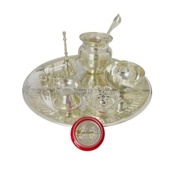 Pooja Thali set, pooja thali silver, pooja thali decoration, Pooja Thali for home, pooja thali set silver, pooja thali for wedding, pooja thali for mandir, pooja thali for Diwali, pooja thali for karva chauth, pooja thali gift set, pooja thali set gold plated pooja thali set for wedding silver thali set for pooja, return gifts for housewarming