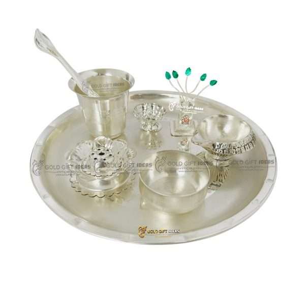 Pooja Thali set, pooja thali silver, pooja thali decoration, Pooja Thali for home, pooja thali set silver, pooja thali for wedding, pooja thali for mandir, pooja thali for Diwali, pooja thali for karva chauth, pooja thali gift set, pooja thali set gold plated pooja thali set for wedding silver thali set for pooja, return gifts for housewarming