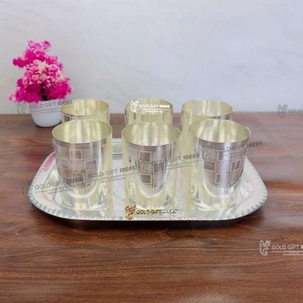 glass set for kitchen, glass set gift, glass set of 6, glass set for water, glass set for juice, glass set for bar, glass sets for drinking, glass set with tray, silver plated glass tray set, glass set for gift