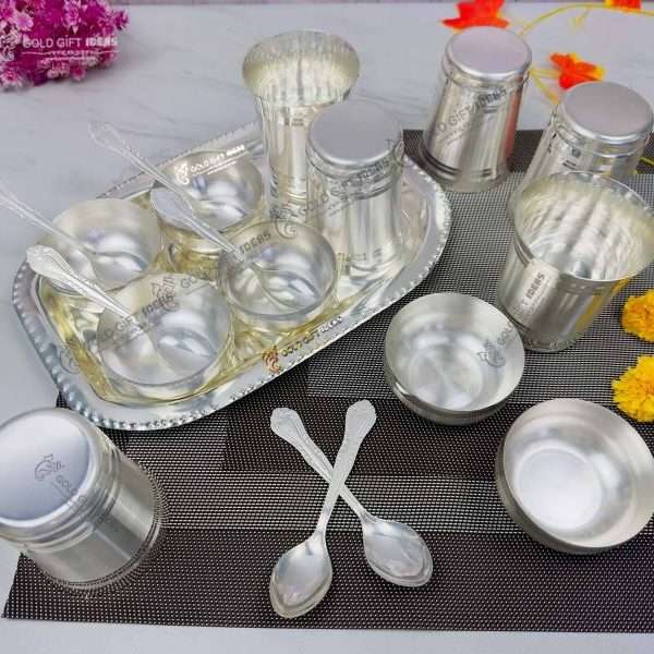 glass set for kitchen, glass set gift, glass set for water, glass set for juice, glass sets for drinking, glass set with tray, silver plated glass tray set, bowl set with tray, bowl set, bowl set for gift, bowl set for kitchen, dry fruit serving bowl, dry fruit bowl set, german silver dry fruit bowl