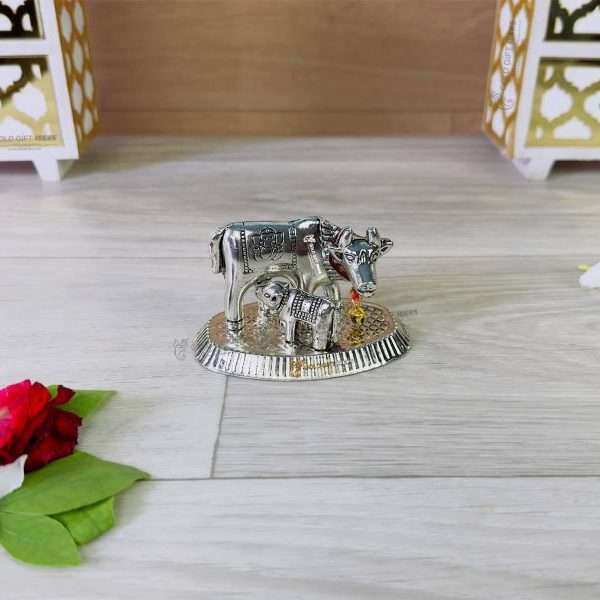 White metal cow and calf cow and calf statue cow and calf idol vastu cow and calf statue in pooja room white metal cow and calf statue white metal small cow